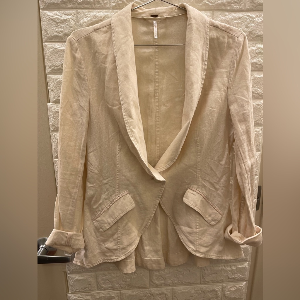 Free People Cream Linen Blazer